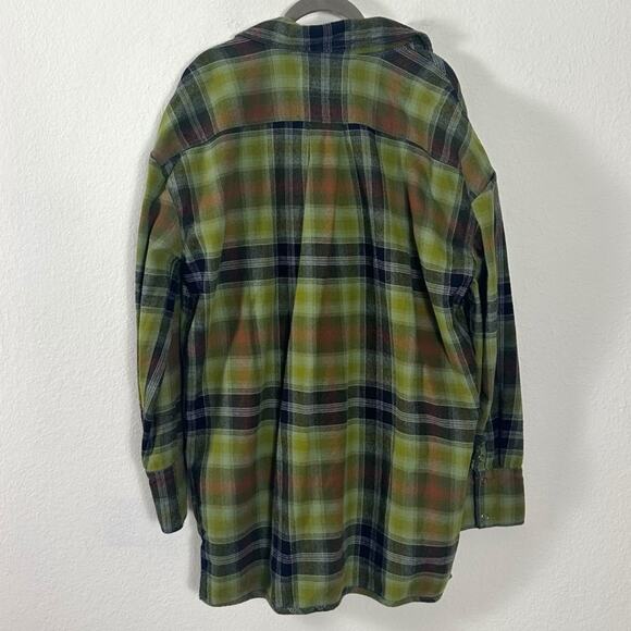 Free People Grunge 90s Flannel Plaid Izzie Cargo Shirt Jacket Shacket Medium - Picture 10 of 15